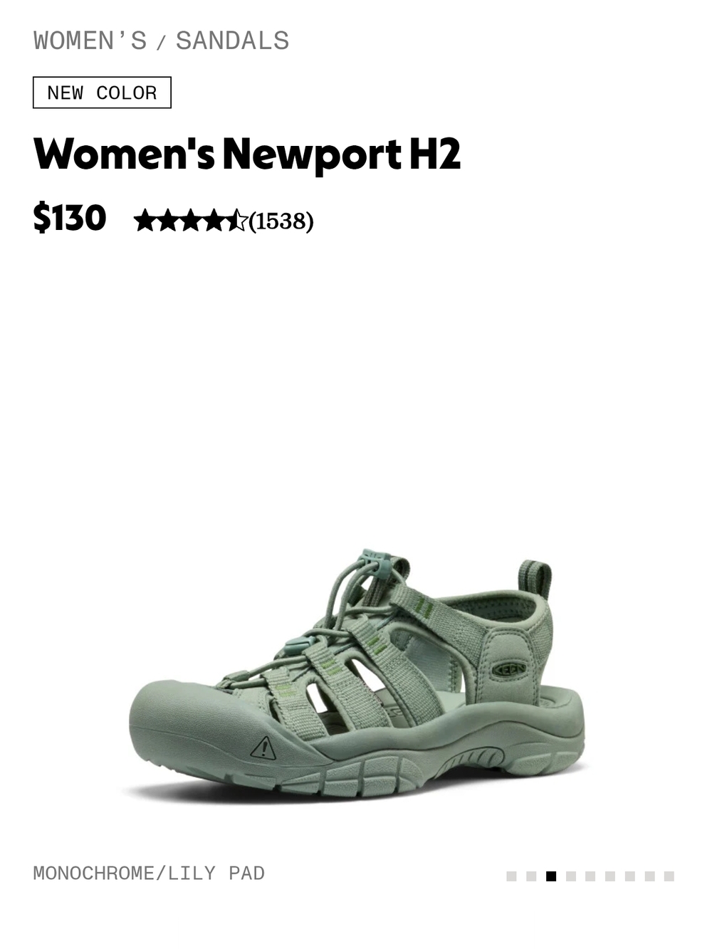 Keen Women's Newport H2 Sandal in Monochrome Lily Pad Green